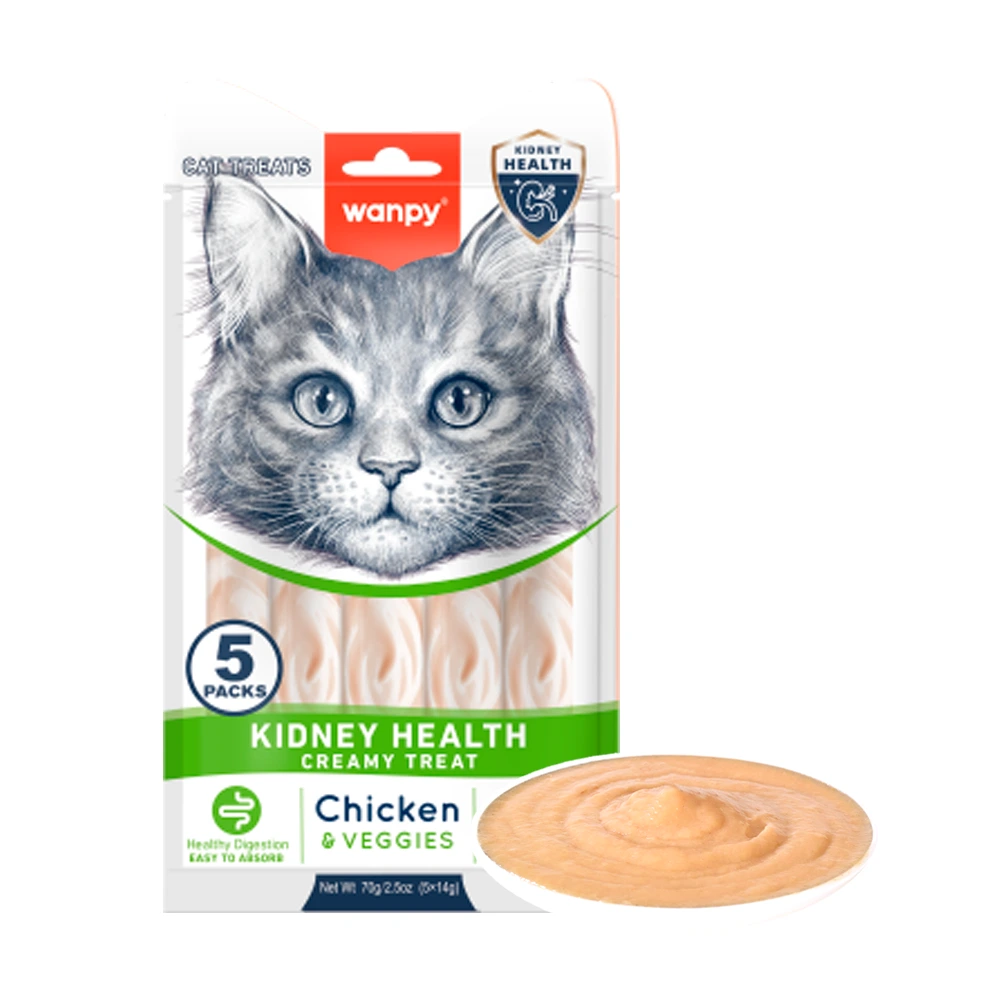 Wanpy Cat Functional Creamy Lickable Treat Kidney Health Chicken - Veggies 5 x 14 g